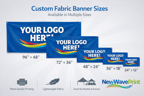 Custom fabric banner sizes for canopy tents and vendor booths