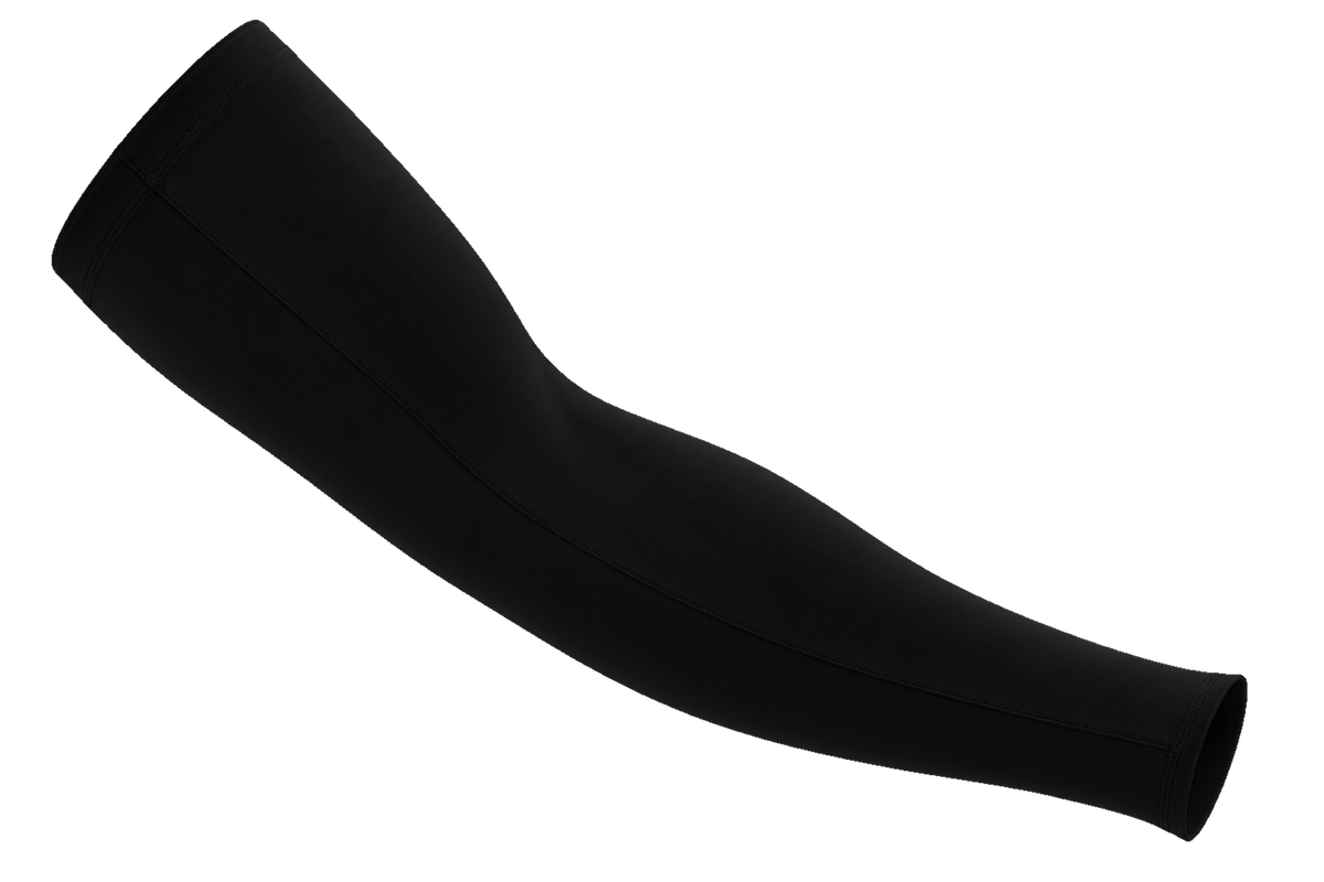 Black custom arm sleeve, seam-side view