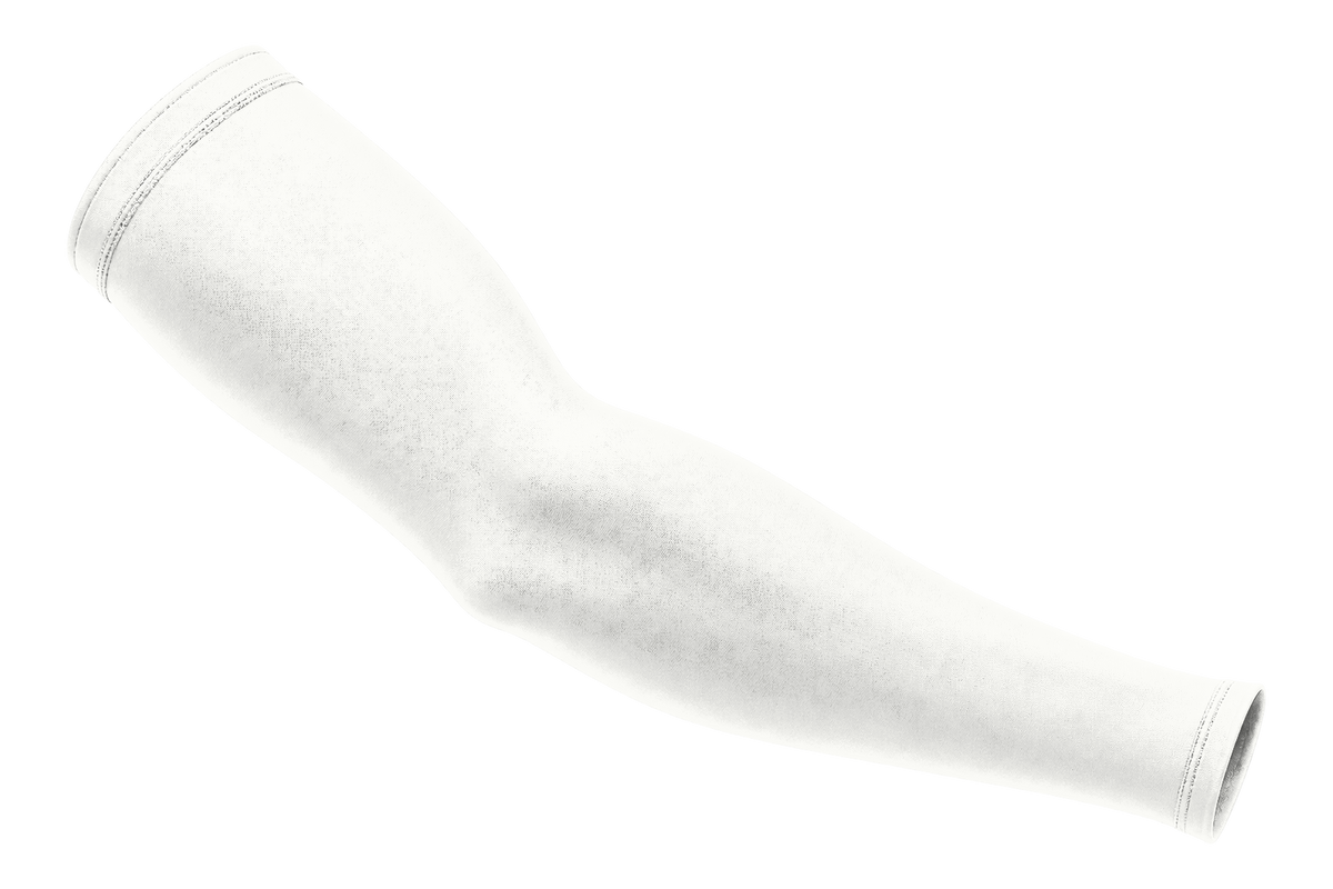 White custom arm sleeve, front view