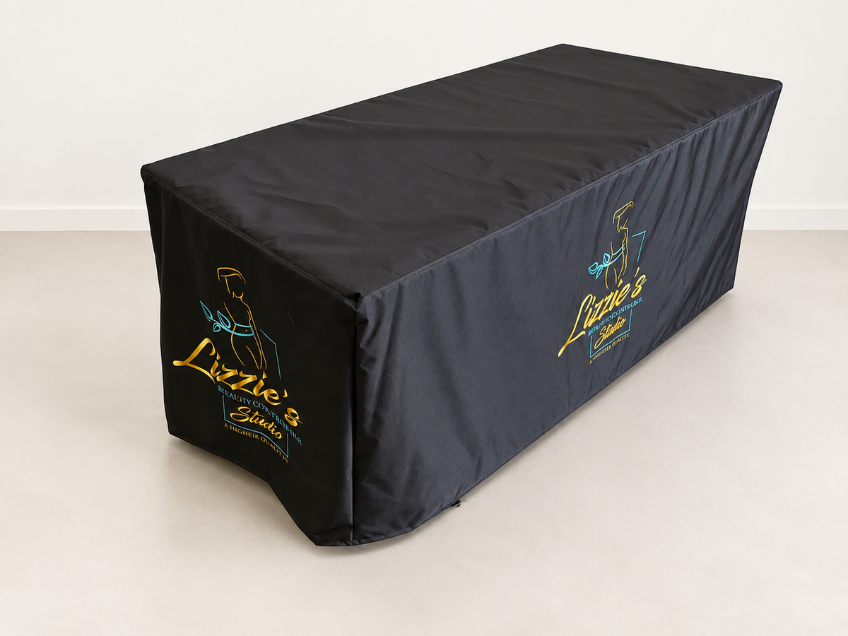 Custom Printed Table Cover with Center-Split Back