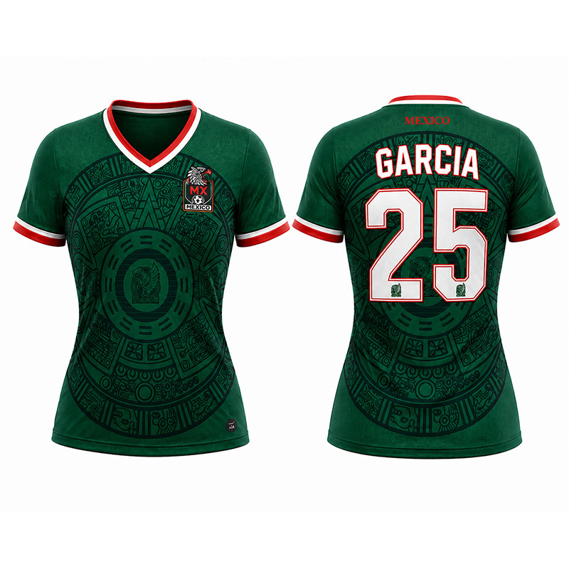 Custom Mexico women's soccer jersey with player name and number