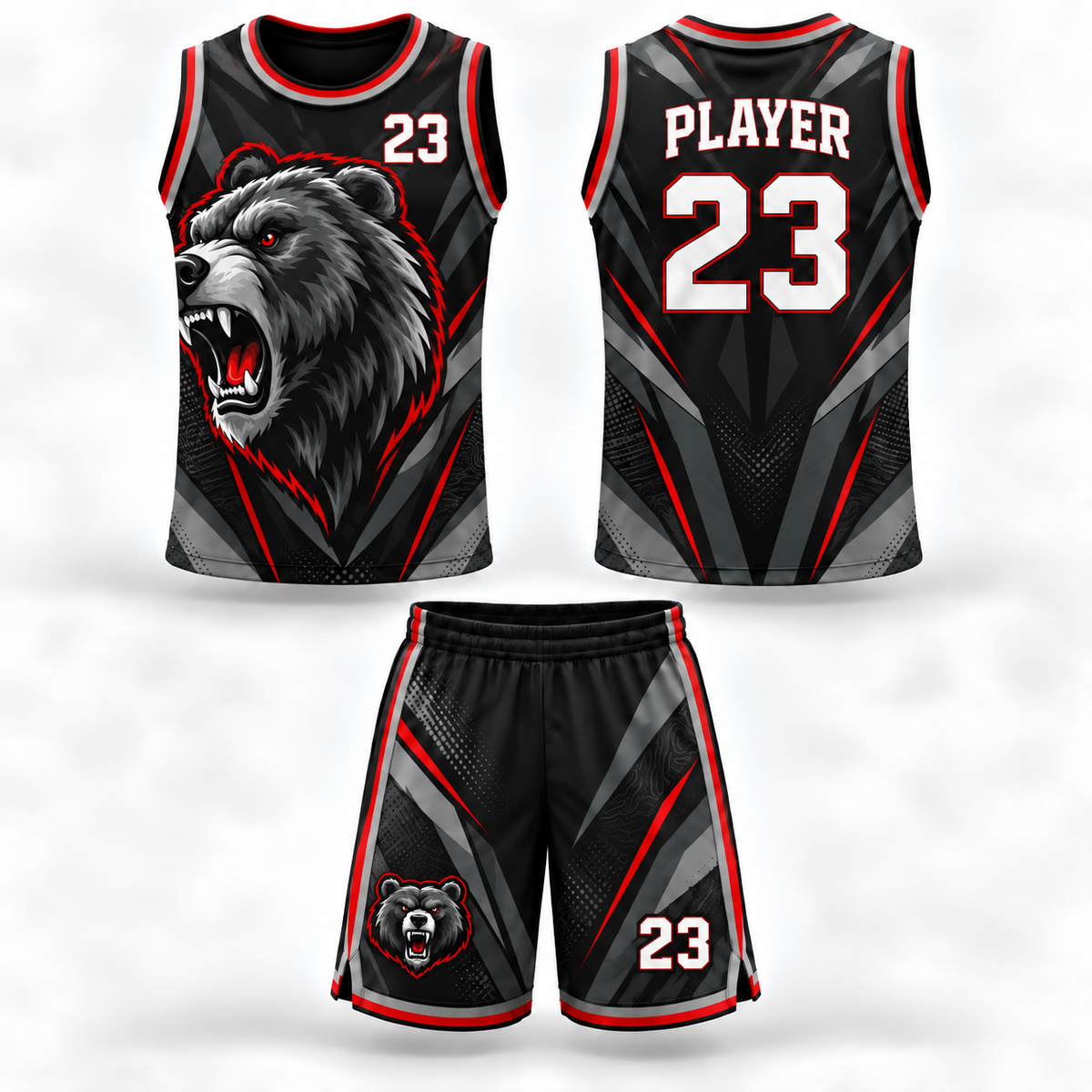 Custom Sublimated Basketball Uniform Set – Round-Neck Jersey & Shorts