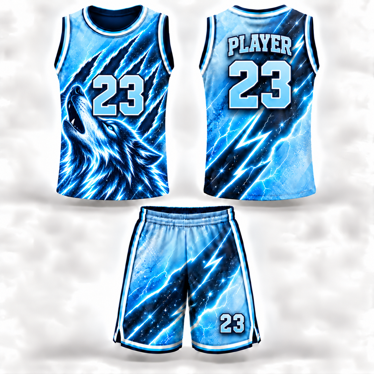 Custom Sublimated Basketball Uniform Set – Round-Neck Jersey & Shorts