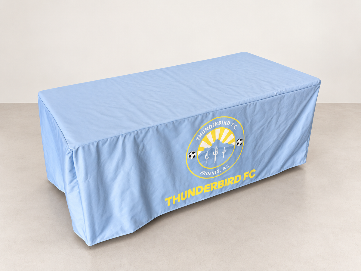 Custom Printed Table Cover with Center-Split Back
