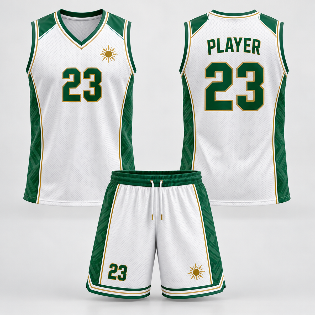 Custom Sublimated Basketball Uniform Set – V-Neck Jersey & Shorts