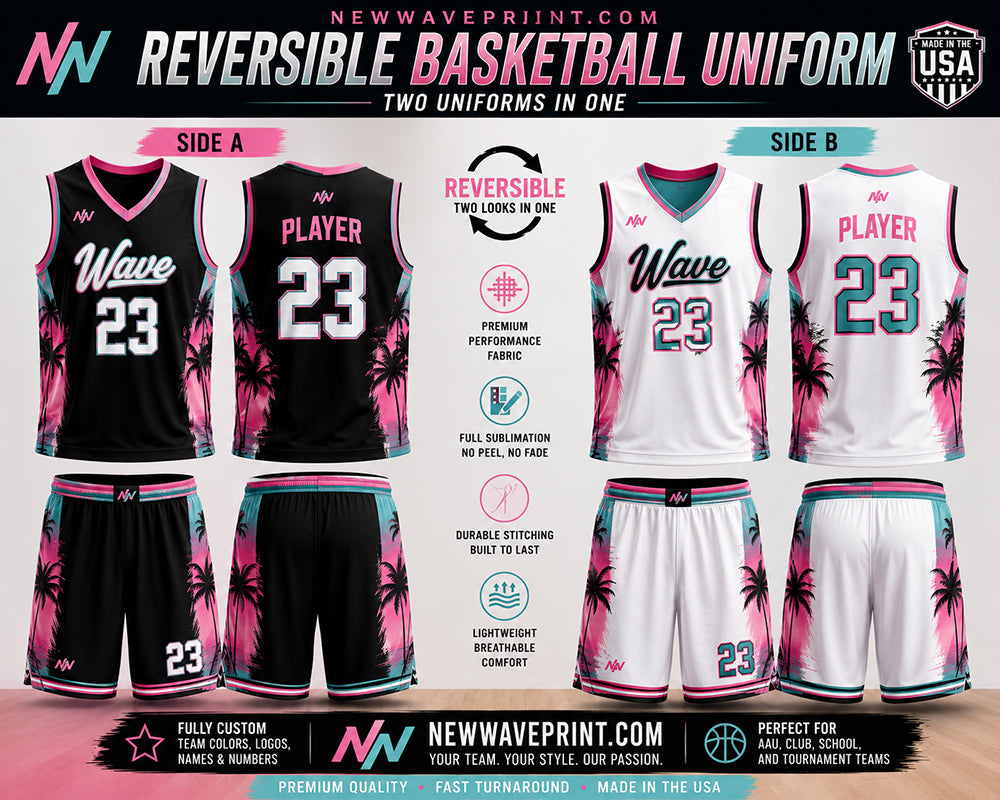 Reversible basketball jersey and shorts in an alternate team colorway
