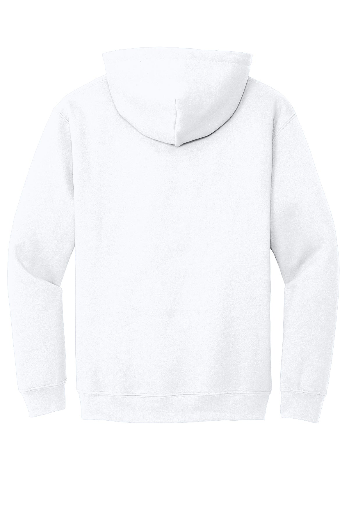 White Gildan Heavy Blend hooded sweatshirt, back view