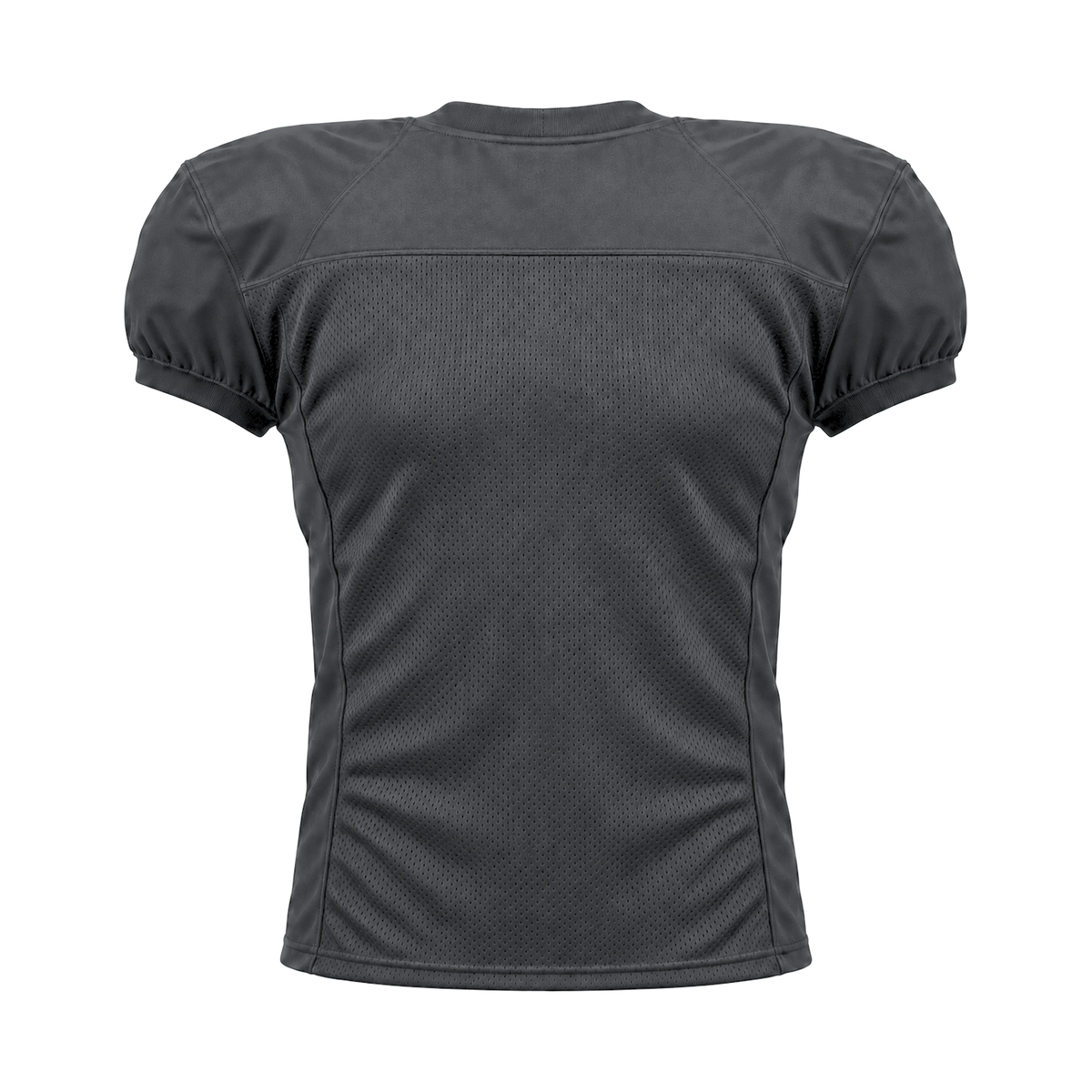 Graphite American Football Jersey — back studio view, transparent background