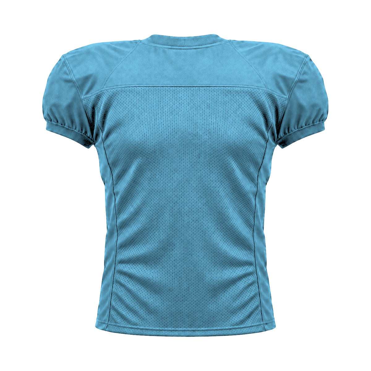 Carolina Blue American Football Jersey — back studio view, transparent background