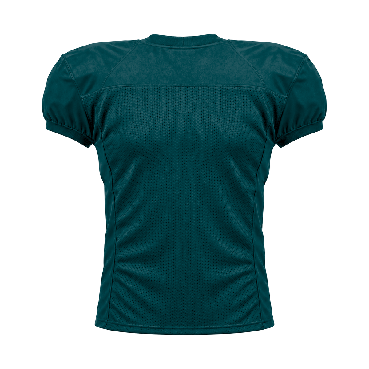 Midnight Green American Football Jersey — back studio view, transparent background