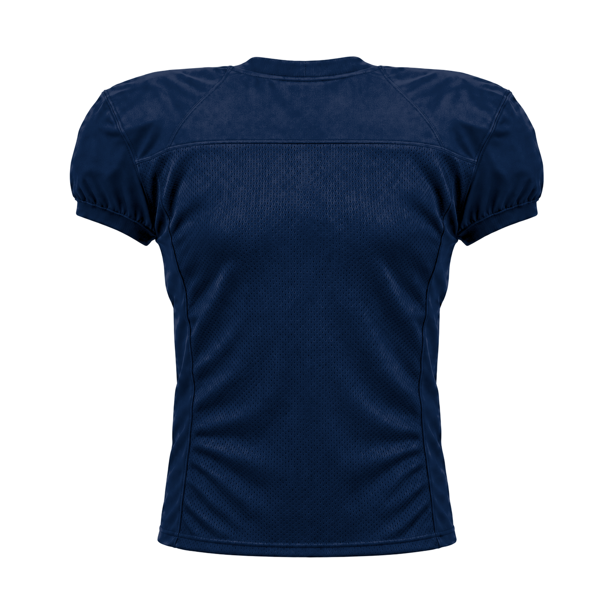 Navy American Football Jersey — back studio view, transparent background