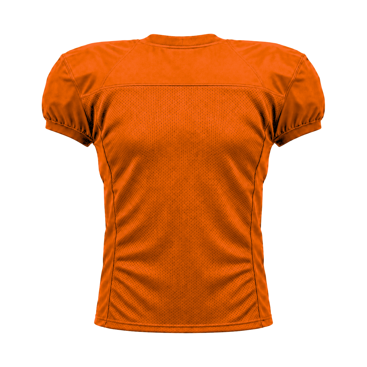 Team Orange American Football Jersey — back studio view, transparent background