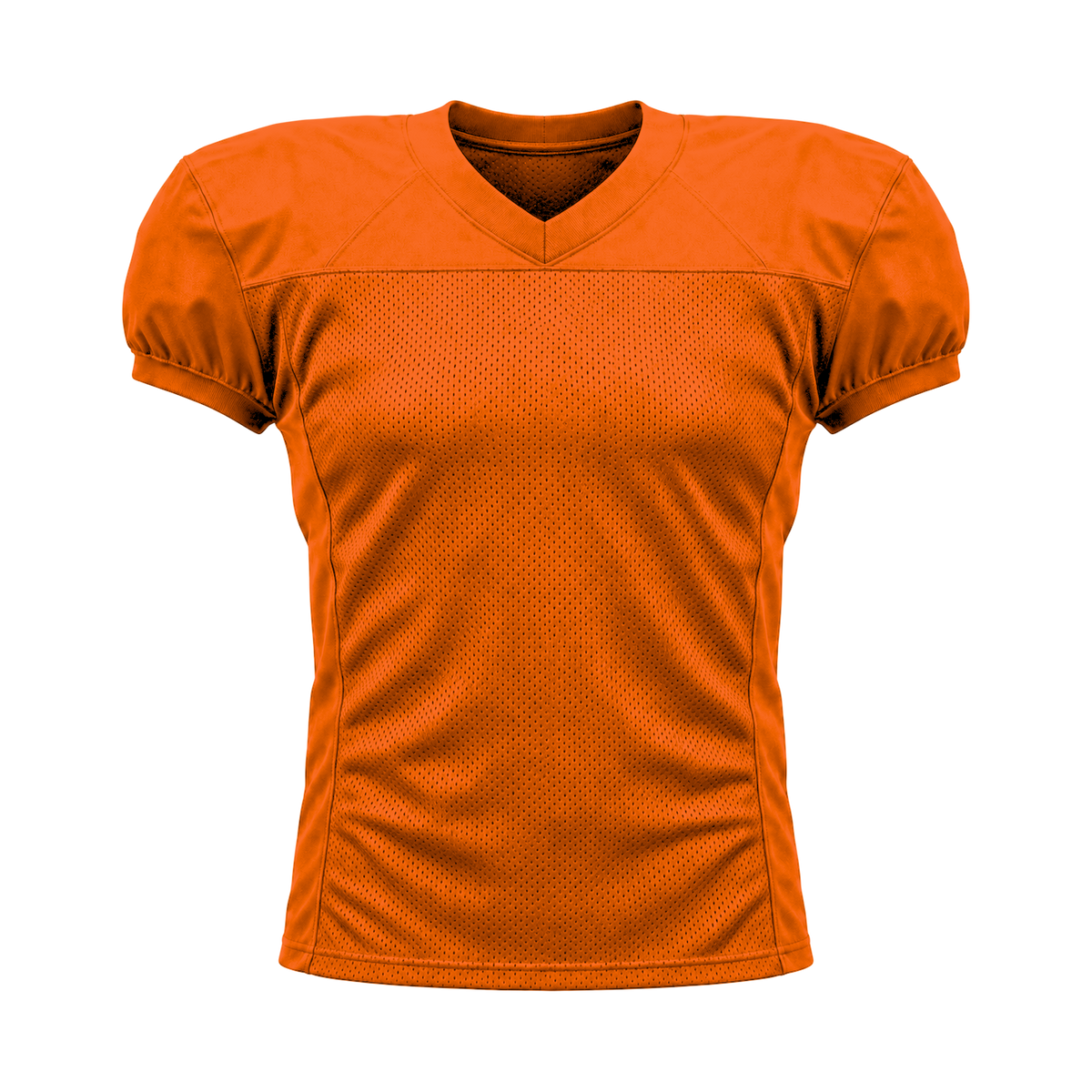 Team Orange American Football Jersey — front studio view, transparent background