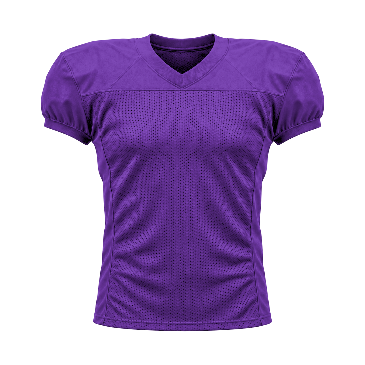 Purple American Football Jersey — front studio view, transparent background