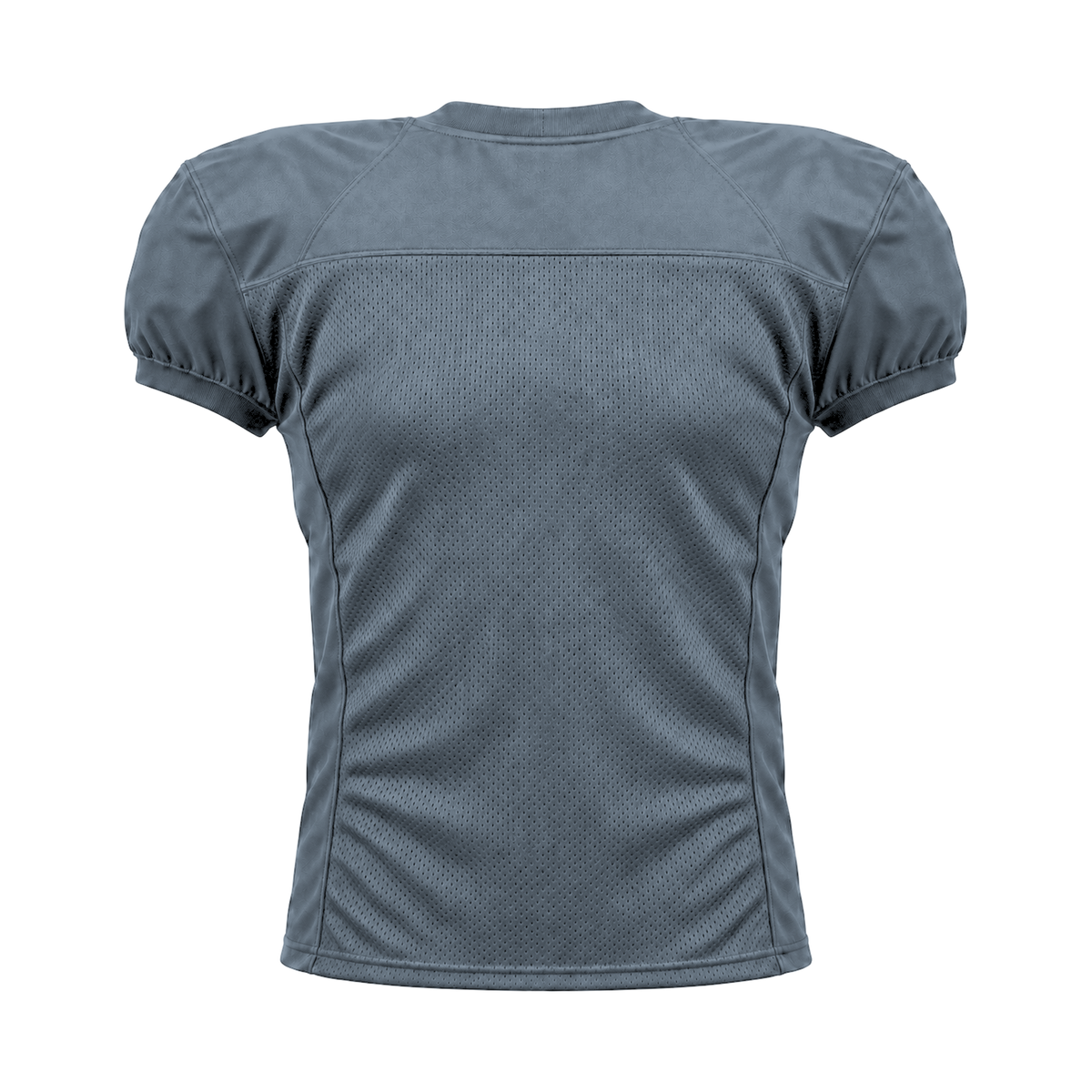 Steel Grey American Football Jersey — back studio view, transparent background