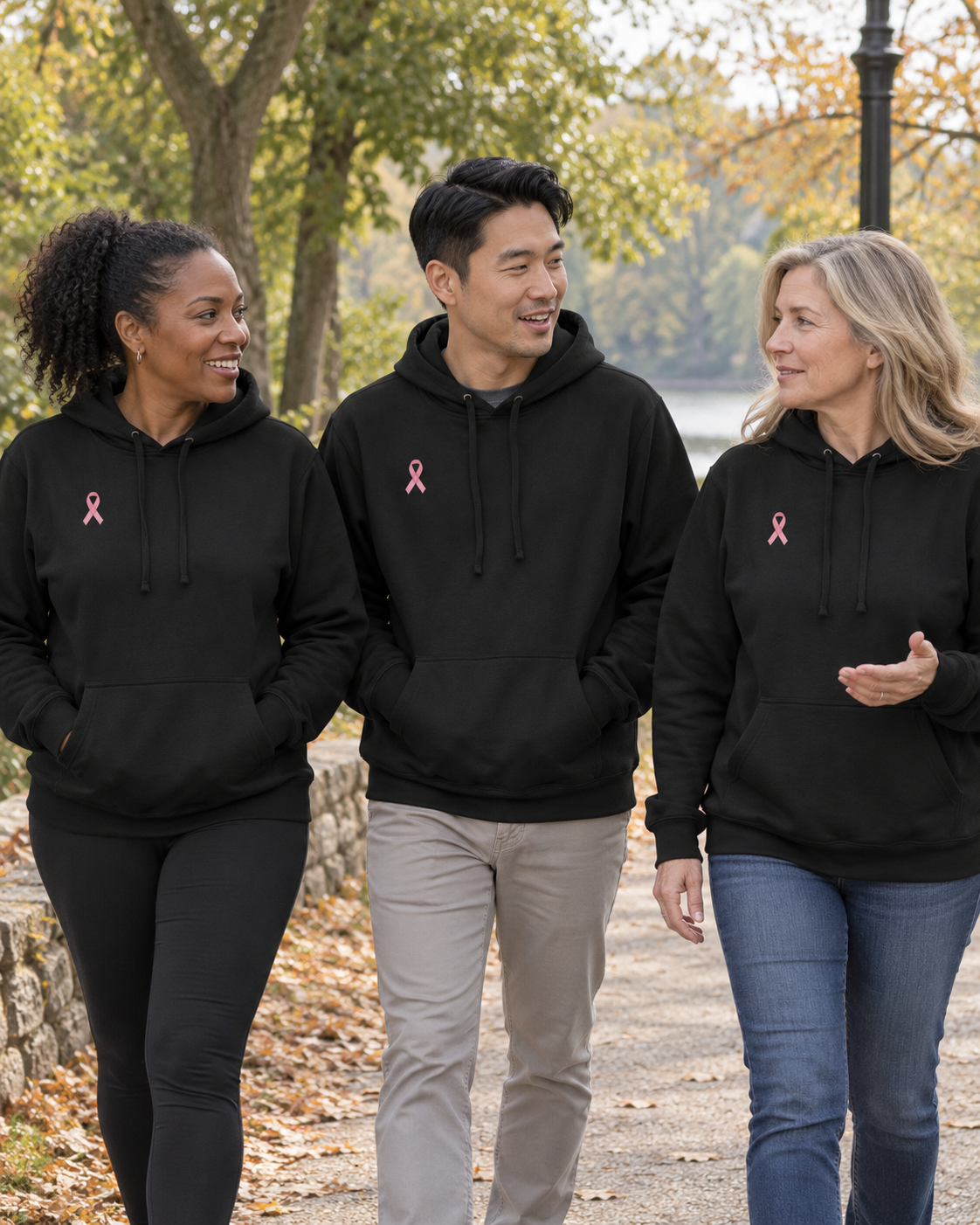 Custom Fleece Hoodie — Black — community campaign with everyone wearing Black
