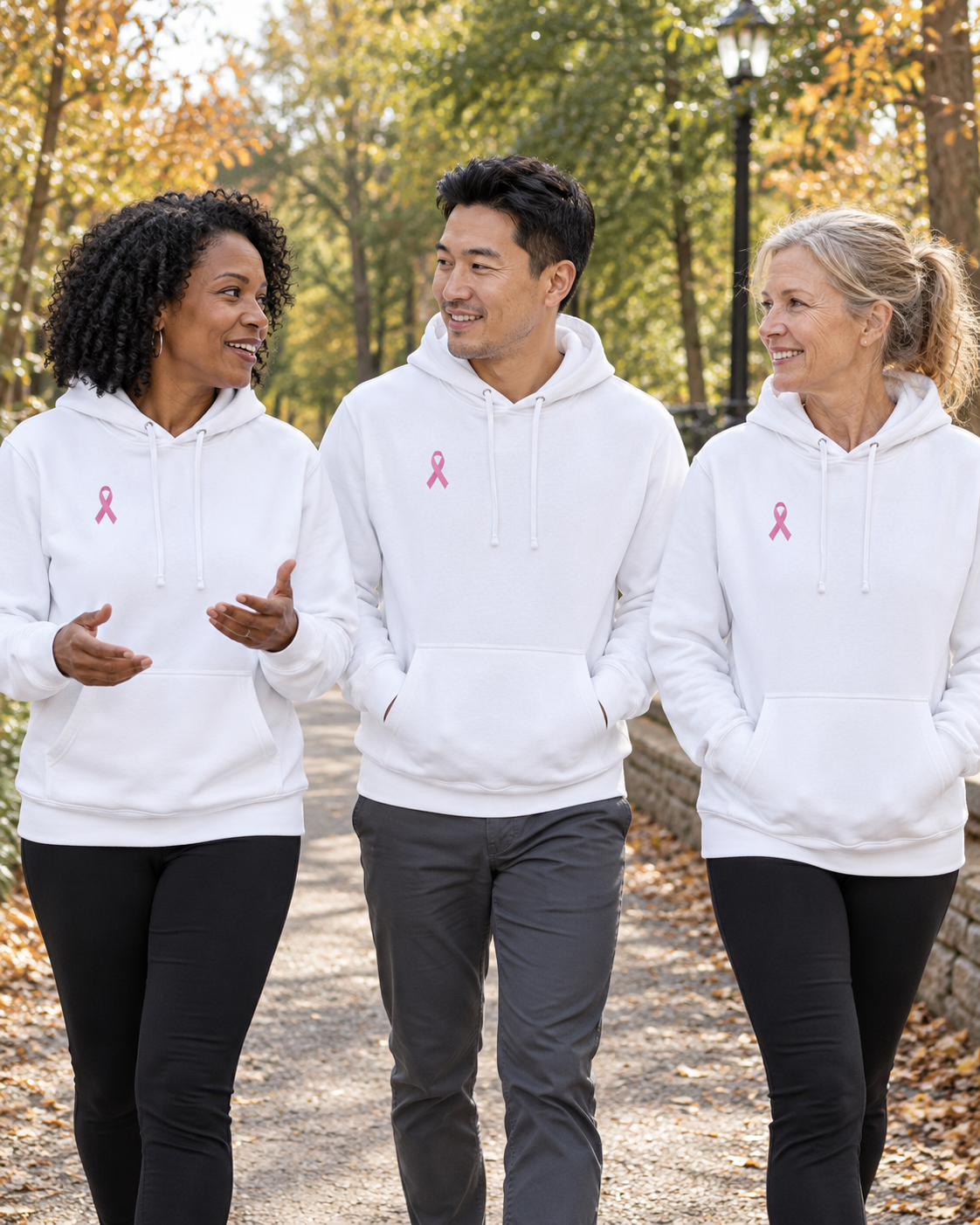 Custom Fleece Hoodie — White — community campaign with everyone wearing White