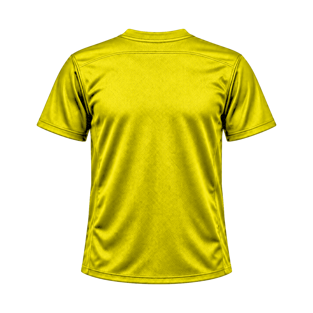 Bright Yellow Flag Football Jersey — back studio view, transparent background