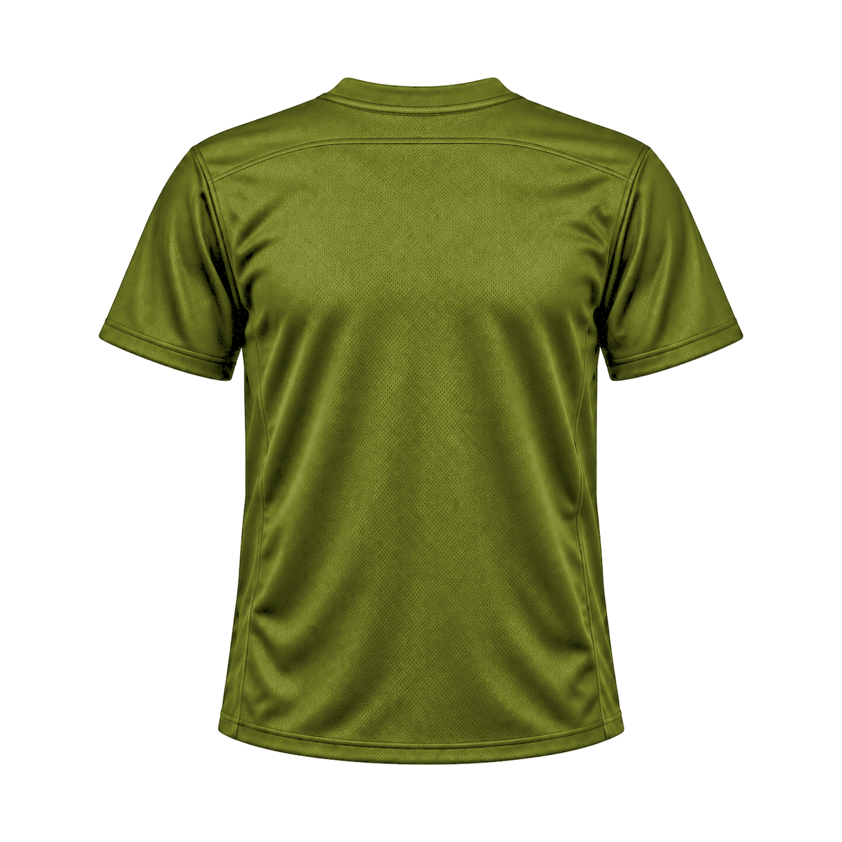 Olive Green Flag Football Jersey — back studio view, transparent background