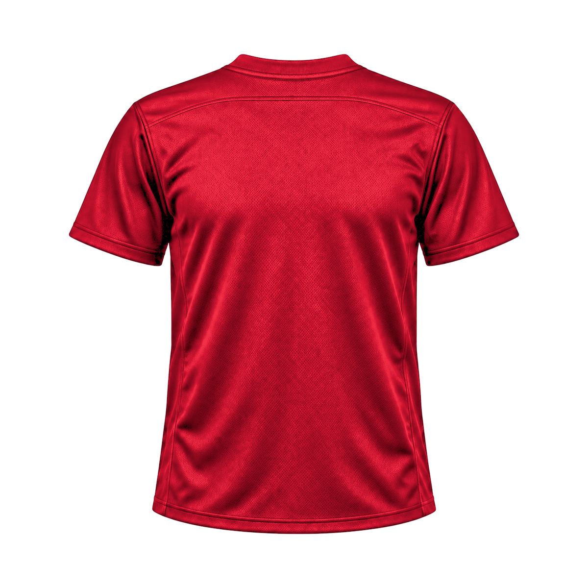 Scarlet Red Flag Football Jersey — back studio view, transparent background