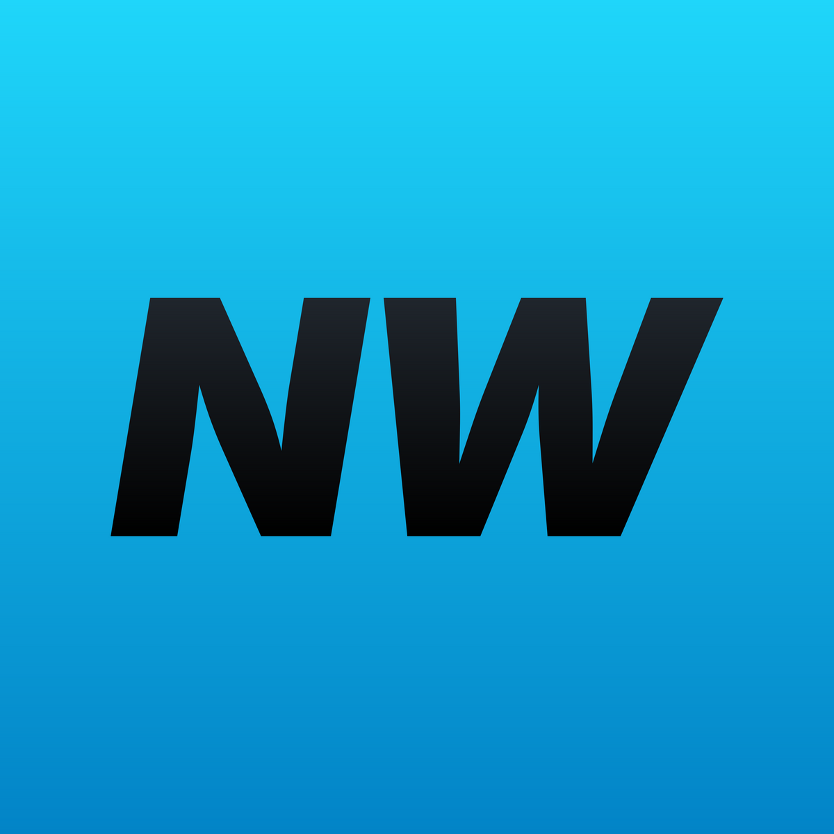 New Wave Print NW monogram on a cyan gradient, the product image for our custom logo, crest and jersey design service