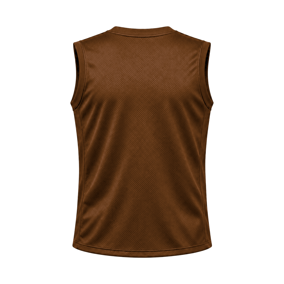 Chocolate Brown Sleeveless Flag Football Jersey — back studio view, transparent background