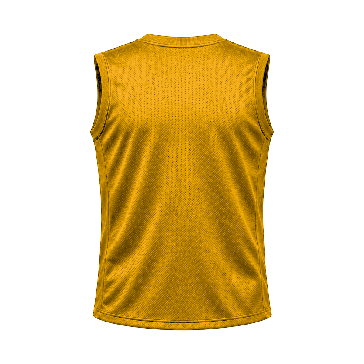 Athletic Gold Sleeveless Flag Football Jersey — back studio view, transparent background