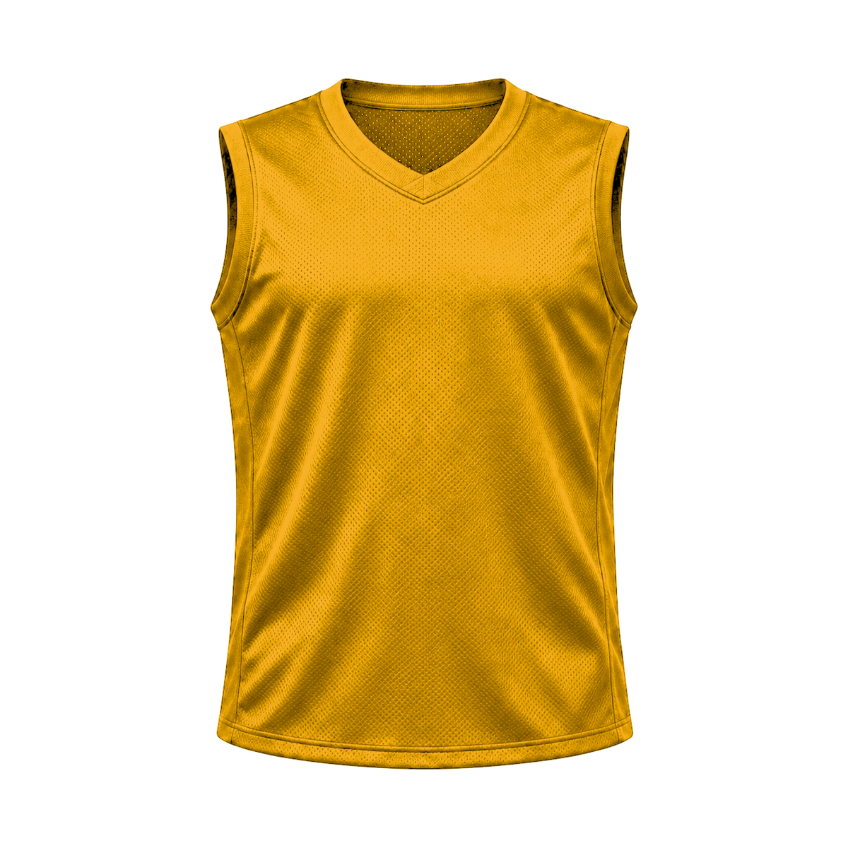 Athletic Gold Sleeveless Flag Football Jersey — front studio view, transparent background