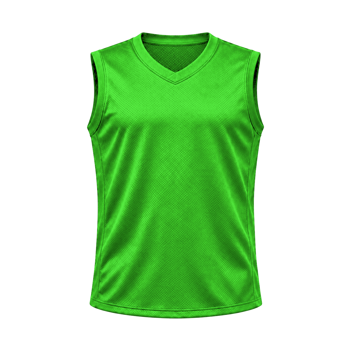 Lime Green Sleeveless Flag Football Jersey — front studio view, transparent background