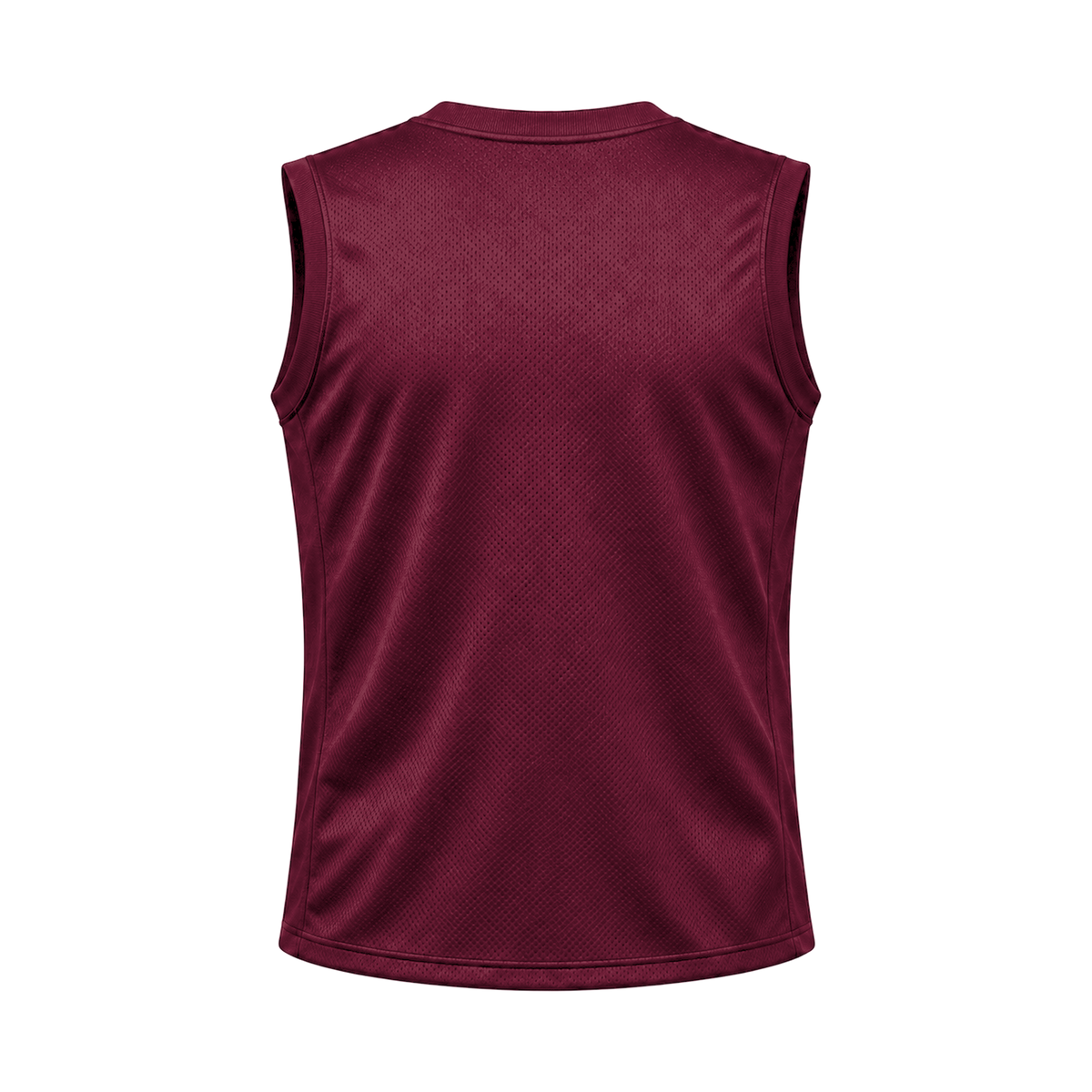Maroon Sleeveless Flag Football Jersey — back studio view, transparent background