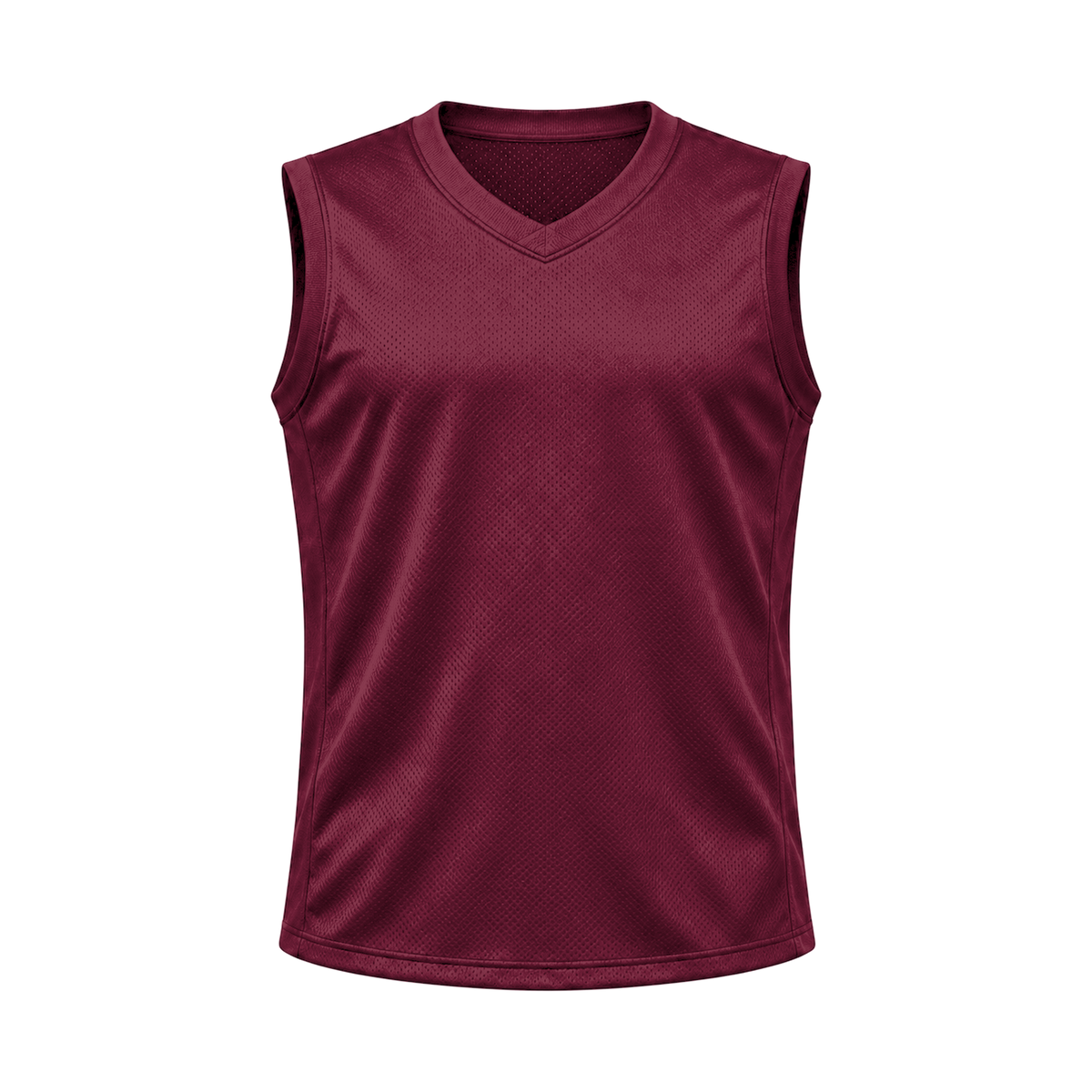 Maroon Sleeveless Flag Football Jersey — front studio view, transparent background