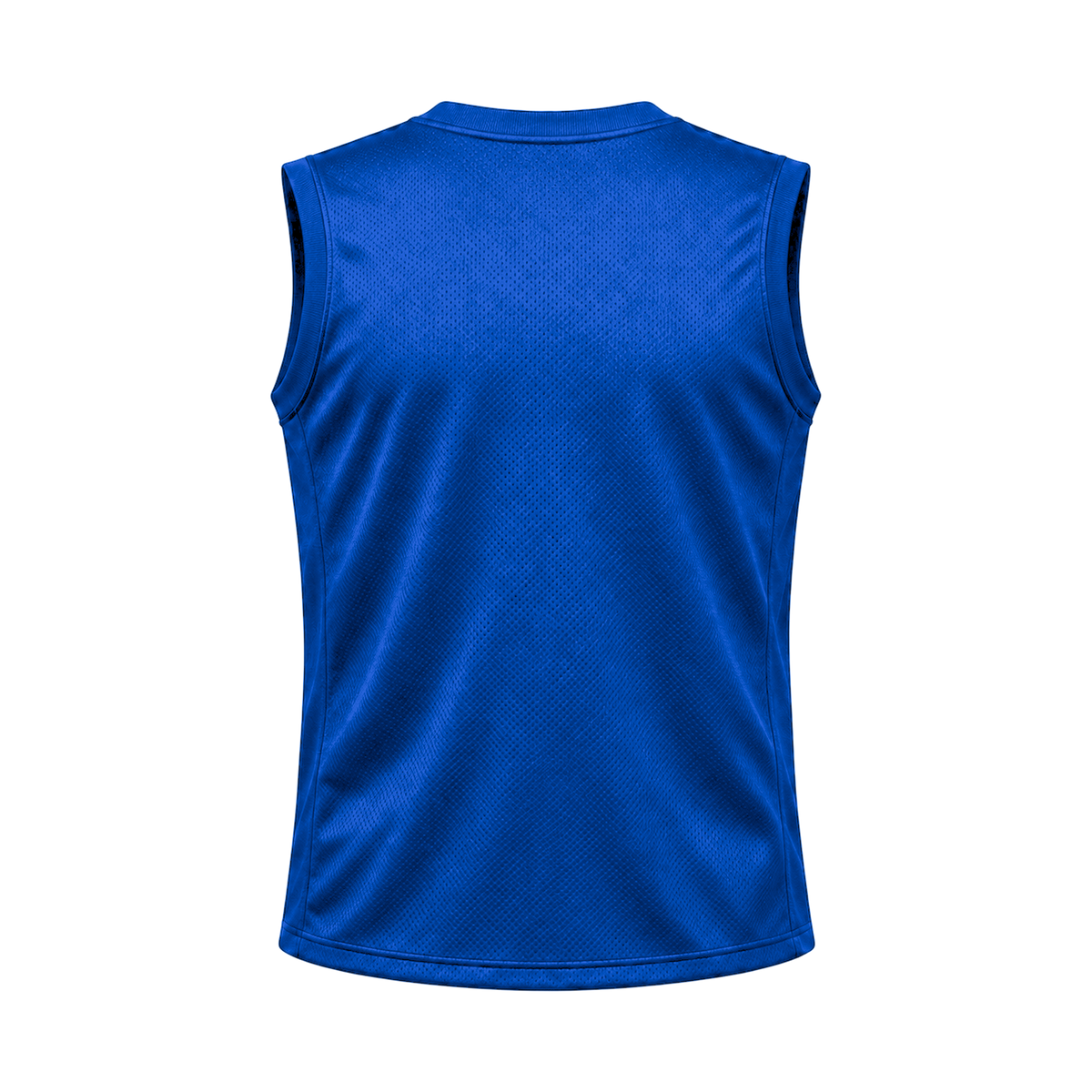 Royal Blue Sleeveless Flag Football Jersey — back studio view, transparent background