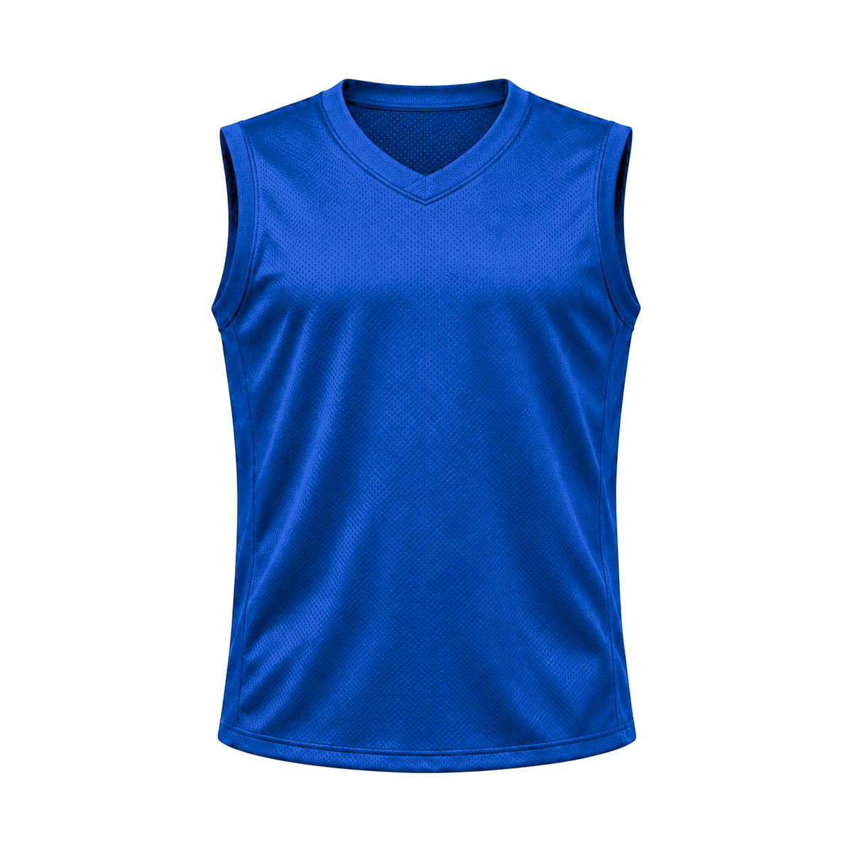 Royal Blue Sleeveless Flag Football Jersey — front studio view, transparent background