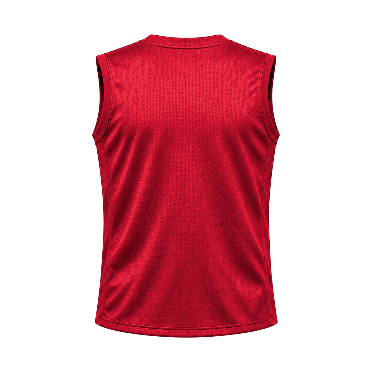 Scarlet Red Sleeveless Flag Football Jersey — back studio view, transparent background