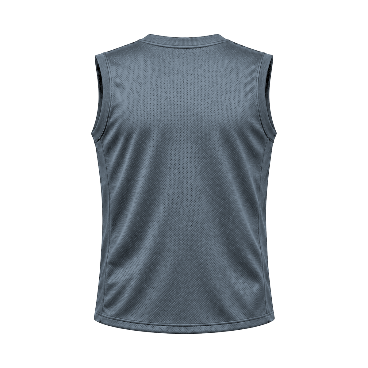 Steel Grey Sleeveless Flag Football Jersey — back studio view, transparent background