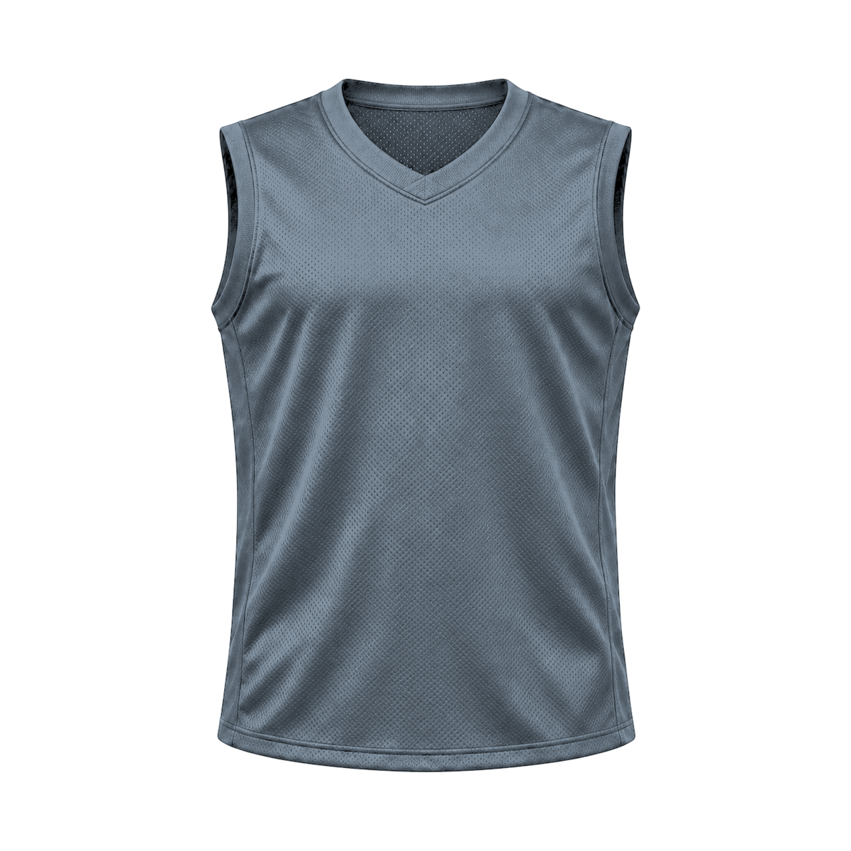 Steel Grey Sleeveless Flag Football Jersey — front studio view, transparent background