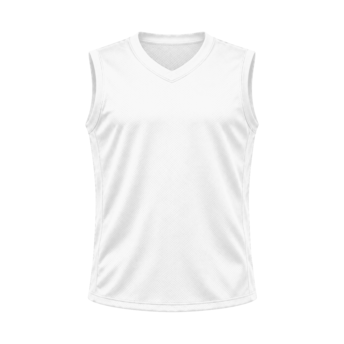 White Sleeveless Flag Football Jersey — front studio view, transparent background