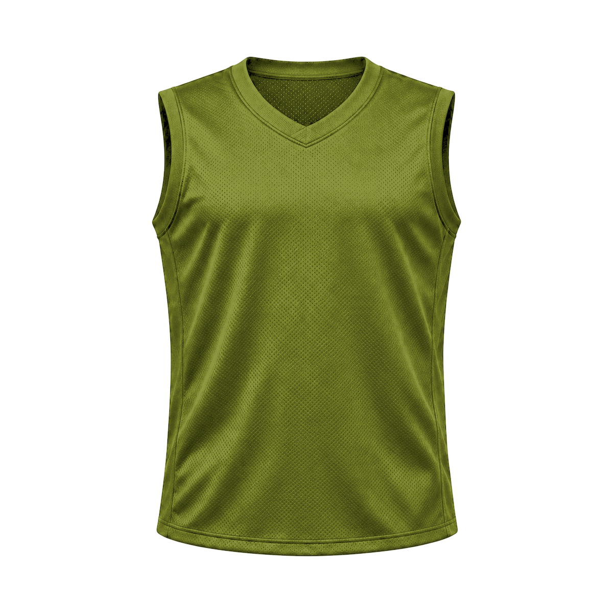Olive Green Sleeveless Flag Football Jersey — front studio view, transparent background