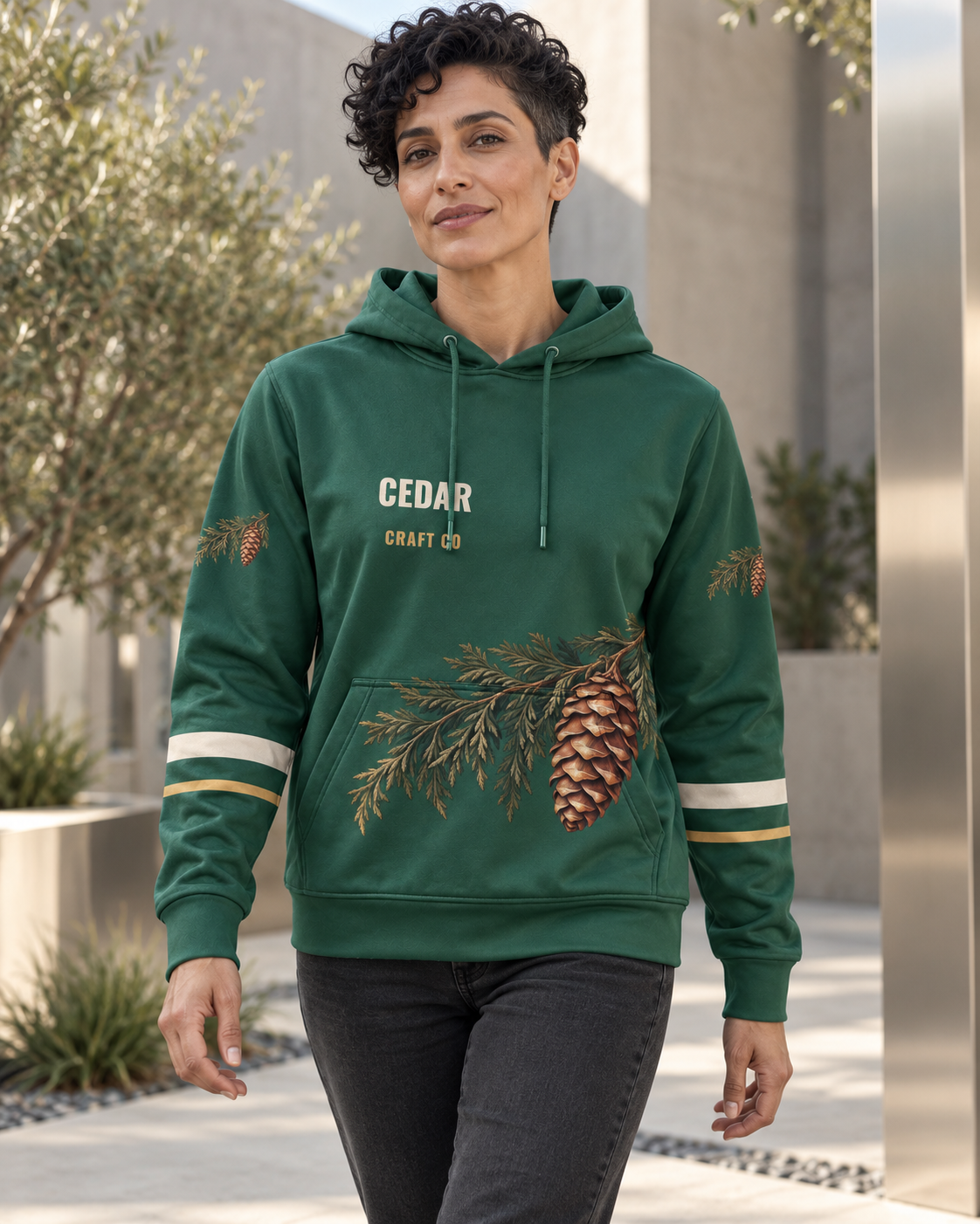 Custom Fully Sublimated Hoodie in Forest green — Cedar Craft campaign