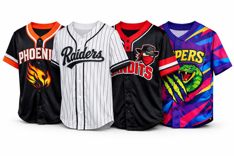Custom sublimated button-up baseball jerseys