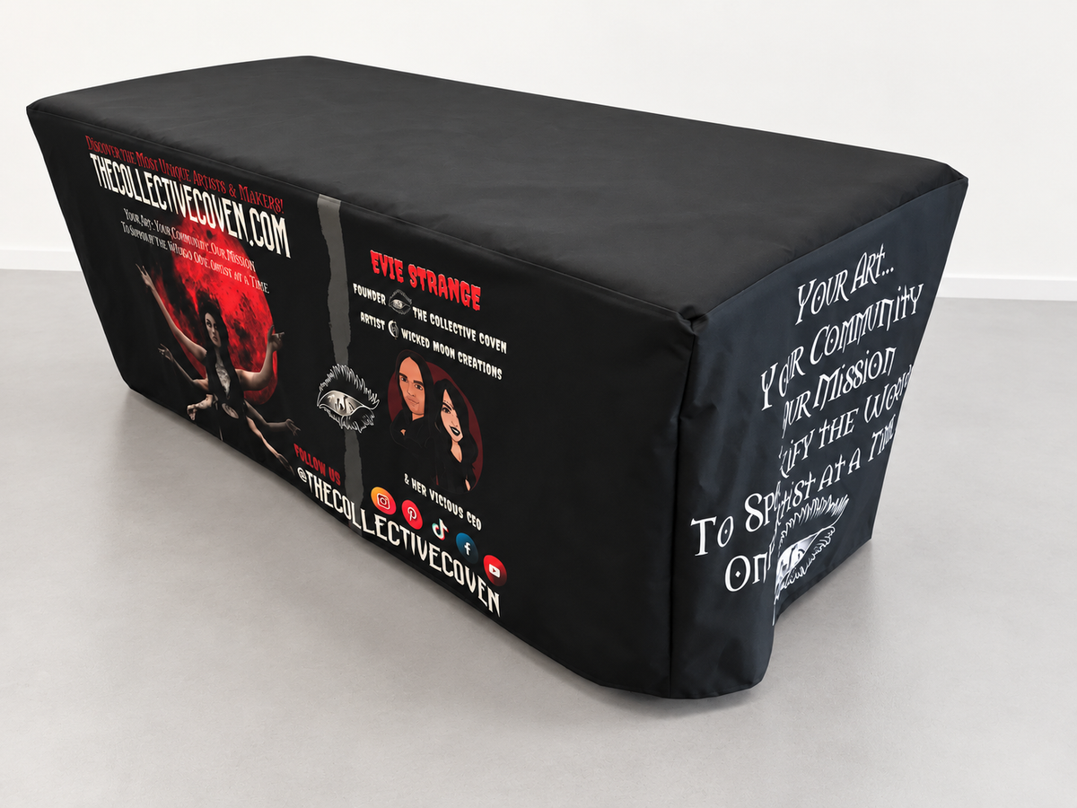 Custom Printed Table Cover with Center-Split Back