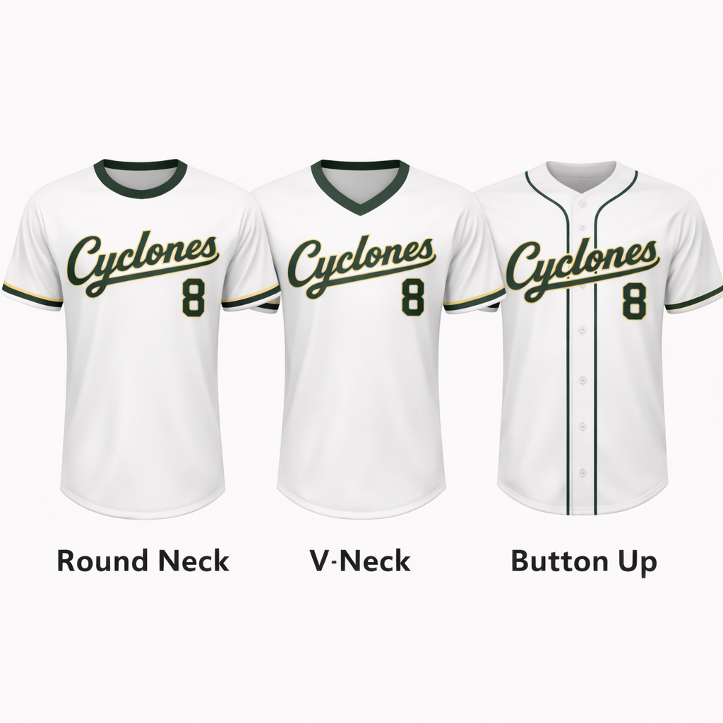 Custom baseball jersey-button ups-V-neck and round neck