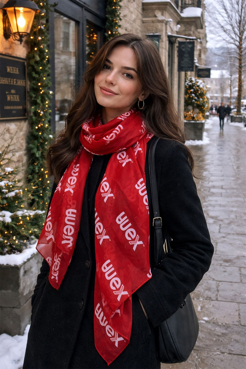 Red custom sublimation chiffon scarf