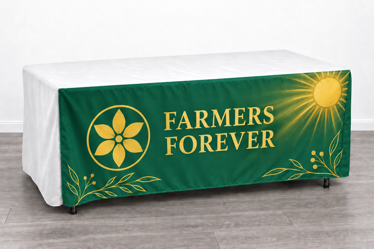 Custom Printed Table Cover with Logo & Split Back