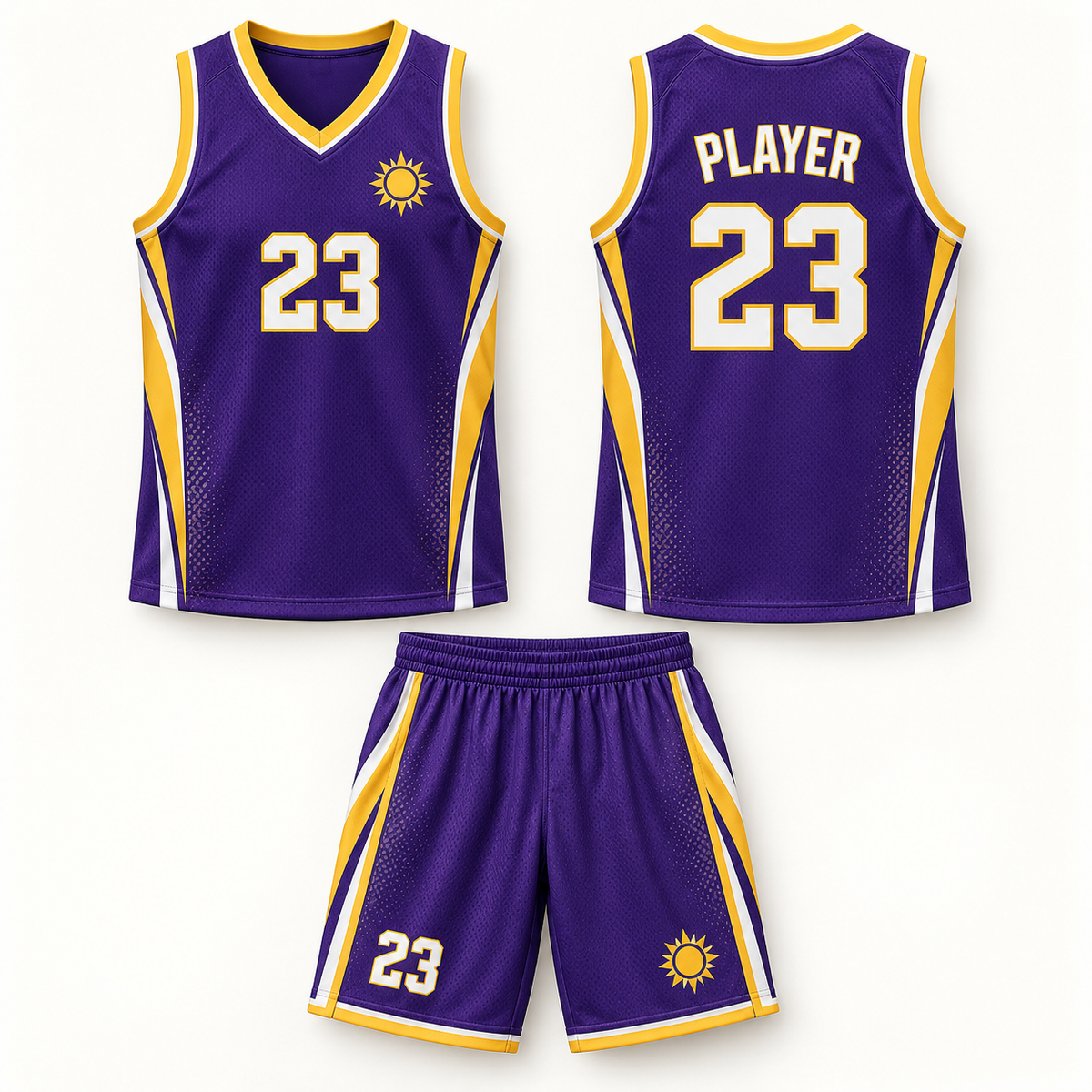 Custom Sublimated Basketball Uniform Set – V-Neck Jersey & Shorts