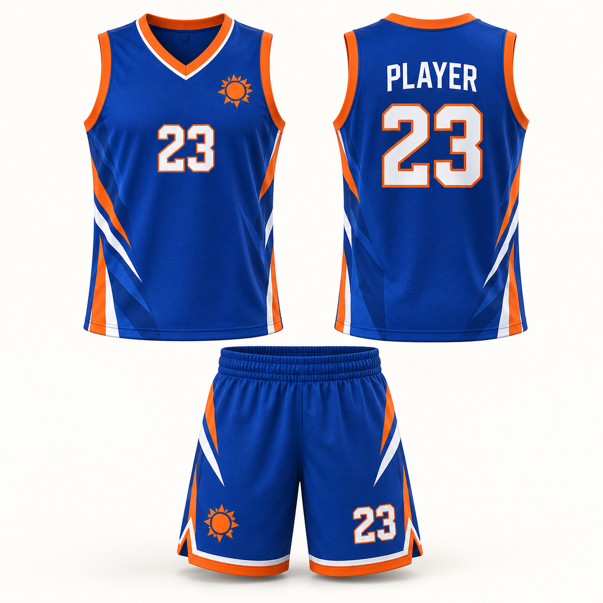 Custom Sublimated Basketball Uniform Set – V-Neck Jersey & Shorts