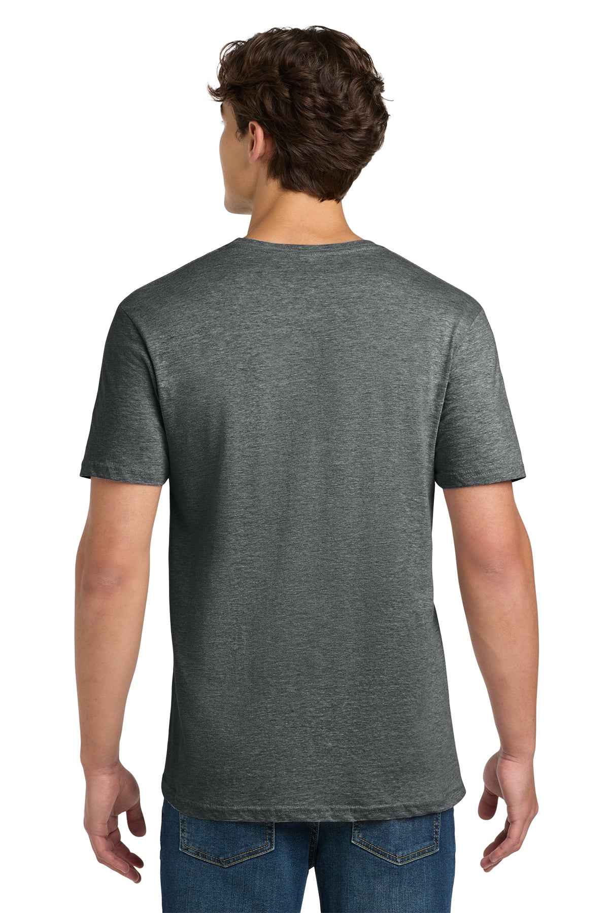 Custom Softstyle® T-Shirt in Heather Dark Grey, back view