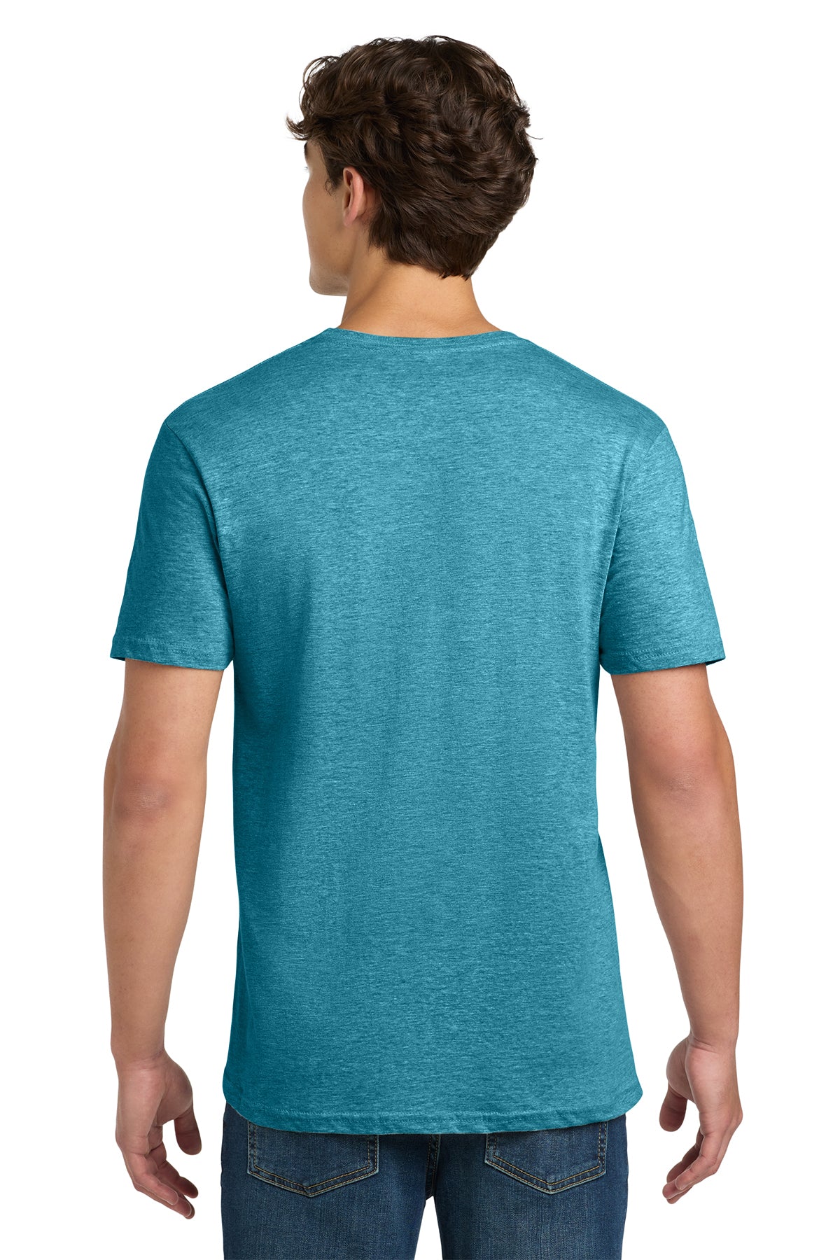 Custom Softstyle® T-Shirt in Heather Galapagos Blue, back view