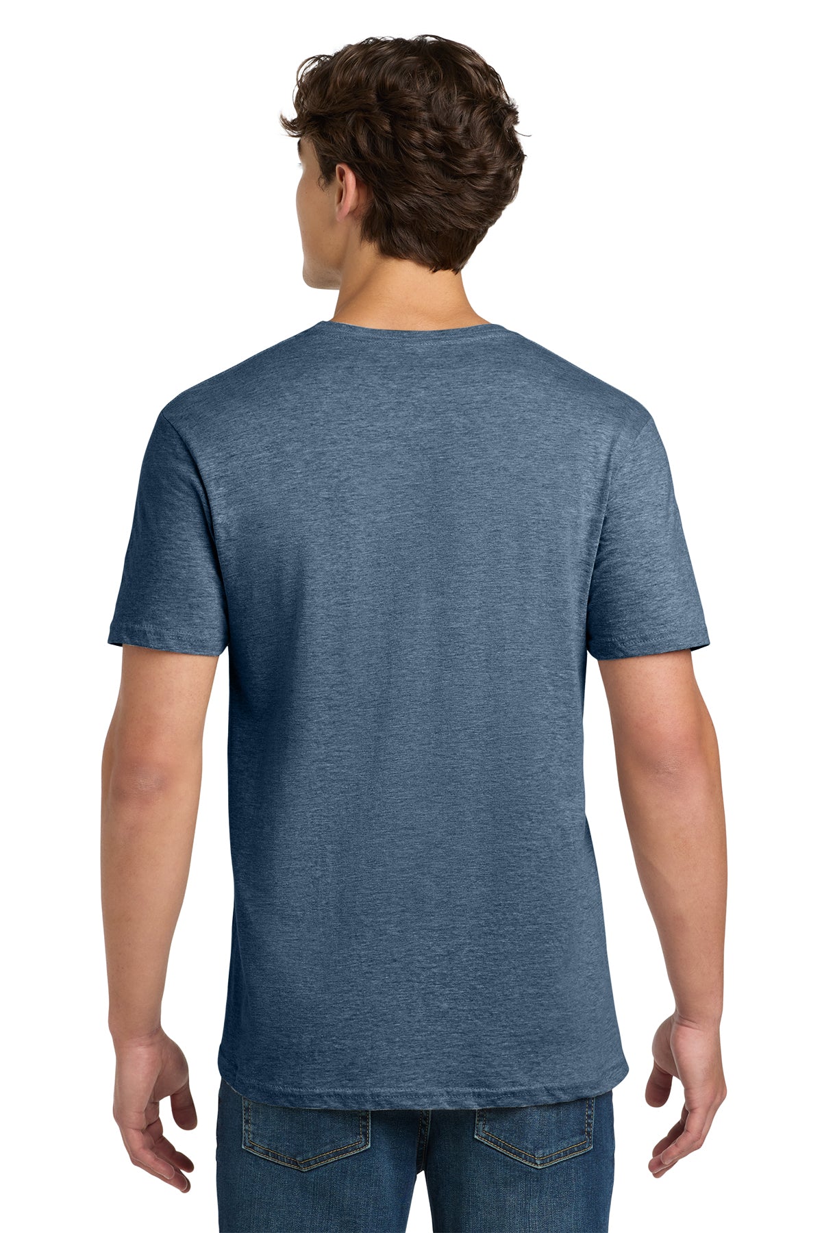 Custom Softstyle® T-Shirt in Heather Indigo, back view