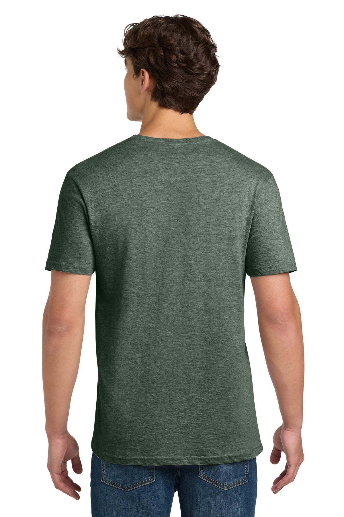 Custom Softstyle® T-Shirt in Heather Military Green, back view